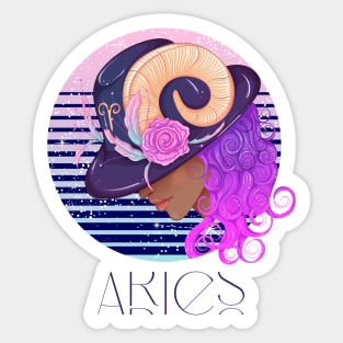 Aries Zodiac Sign | Circle Beautiful Girl Sticker